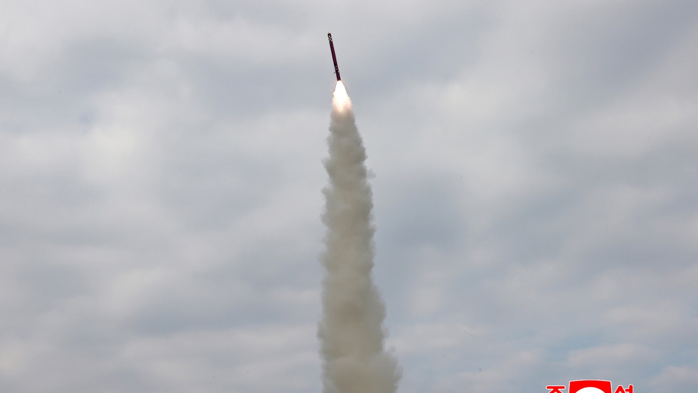 North Korea touts missile tests as Trump visits South Korea : NPR