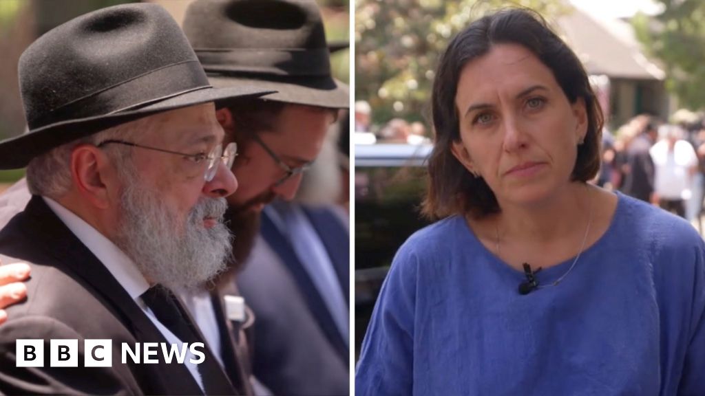 BBC outside Rabbi Schlanger's funeral as mourners pay tribute